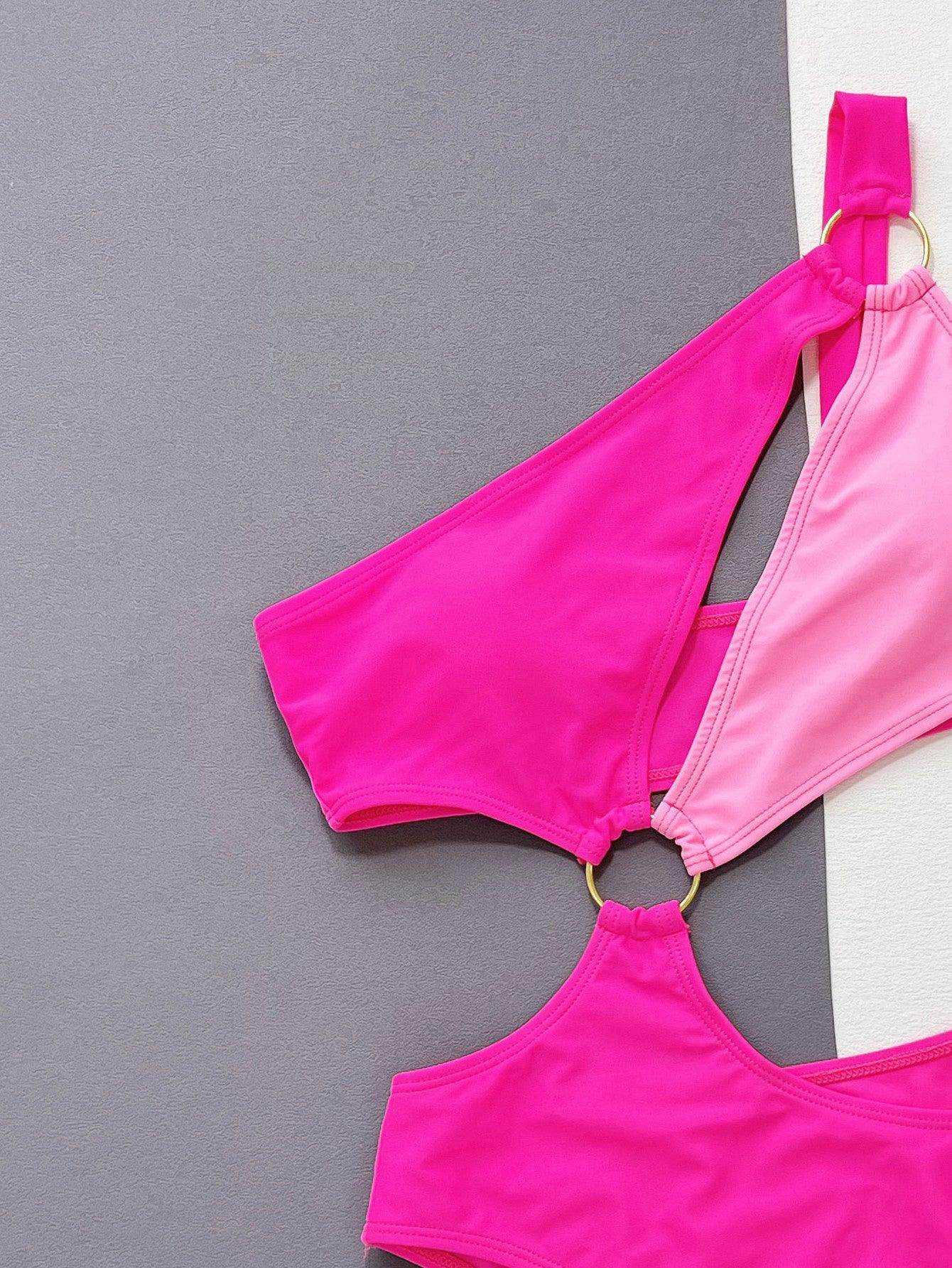 Trendsi Women's 1PC Swimwear in Pink with Stylish Ring Detail Swimwear Design