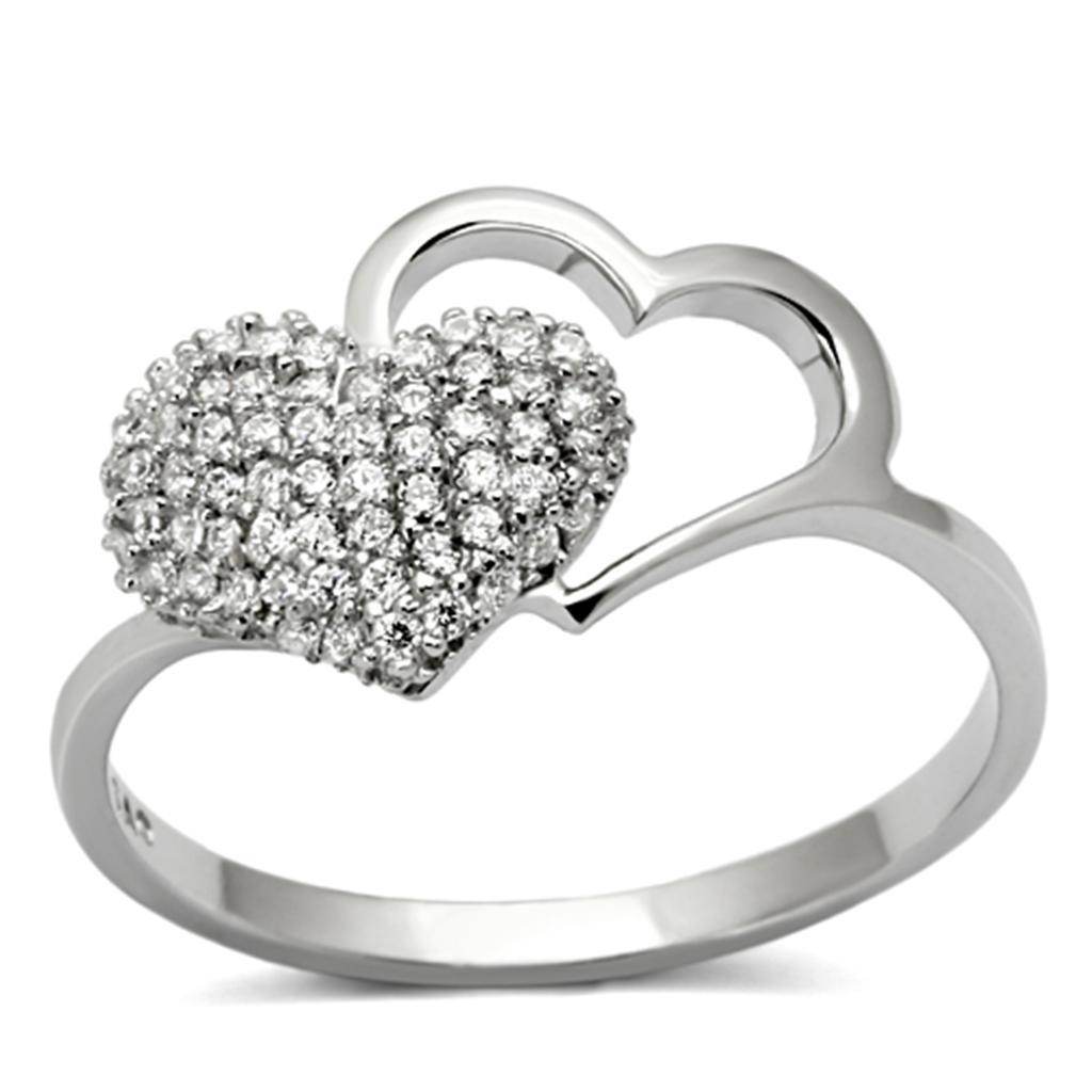 Elegant silver heart ring with sparkling stones, perfect vacation jewelry for women