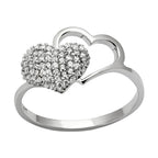 Silver Heart-Shaped Ring with Sparkling Stones, perfect vacation jewelry for women