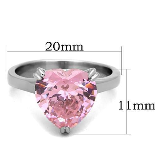 Women's heart-shaped pink ring in silver, affordable and vacation quality