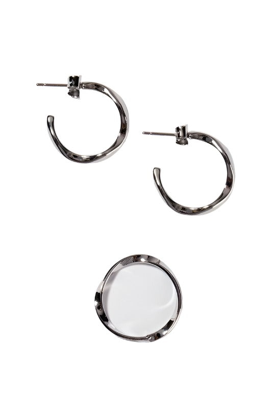 Women's Jewelry - Sets Ripple ring and earring set - silver