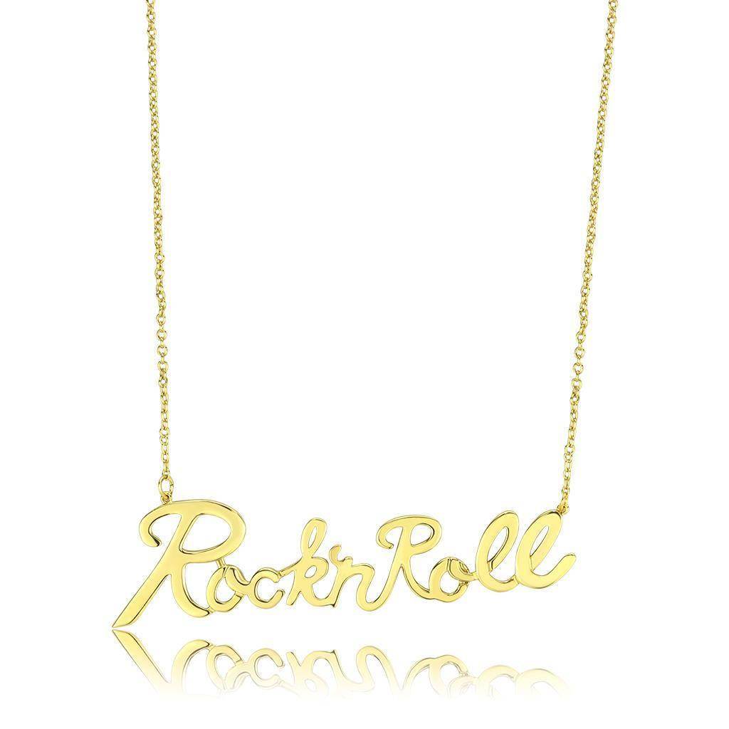 VacationGrabs rock and roll gold necklace with a stylish cursive design for bold fashion statements