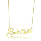 VacationGrabs rock and roll gold necklace with a stylish cursive design for bold fashion statements