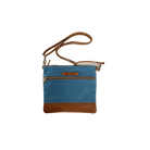 Rogue Industries stylish messenger bag for vacations featuring a blue exterior and brown accents