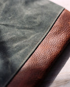 Close-up of Rogue Industries stylish messenger bag for vacations showcasing canvas and leather texture