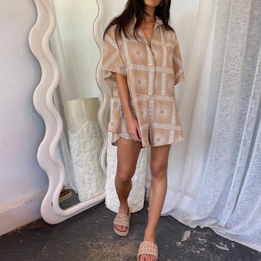 VacationGrabs romper women's in beige, perfect for casual summer outings