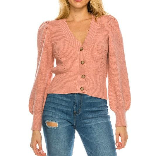 Women's Sweaters Rose Button Front Sweater