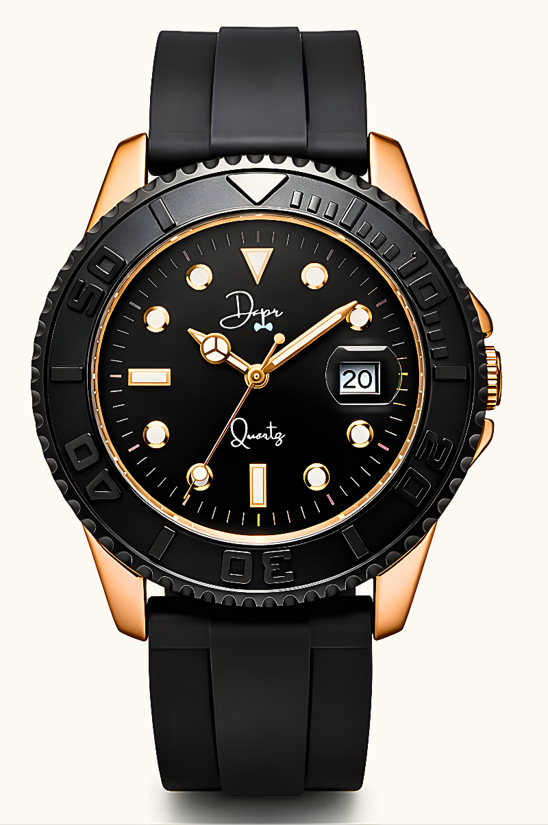 Dapper Watches black and rose gold quartz watch for men