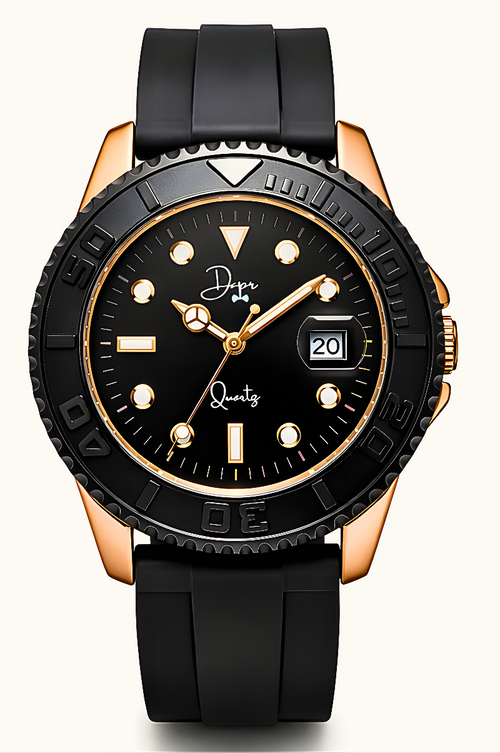 Dapper Watches black and rose gold quartz watch for men