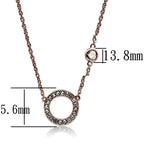 Elegant rose gold circle necklace with sparkling stones and delicate chain dimensions for stylish wear