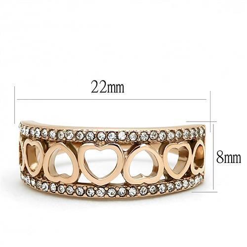 Women's rose gold crystal stainless steel ring for romantic occasions