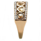 Women's rose gold crystal stainless steel ring, elegant heart design