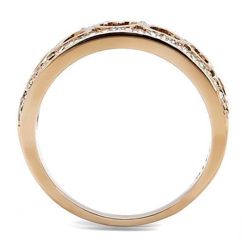 Women's rose gold crystal stainless steel ring for elegant occasions