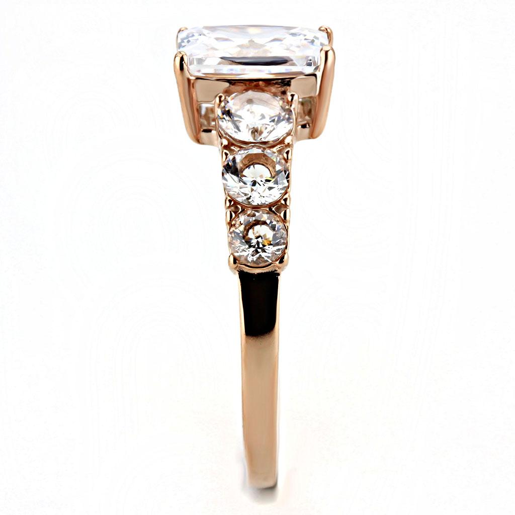 rose gold CZ engagement ring with sparkling diamond accents