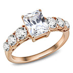 Women's rose gold CZ engagement ring with a sparkling design