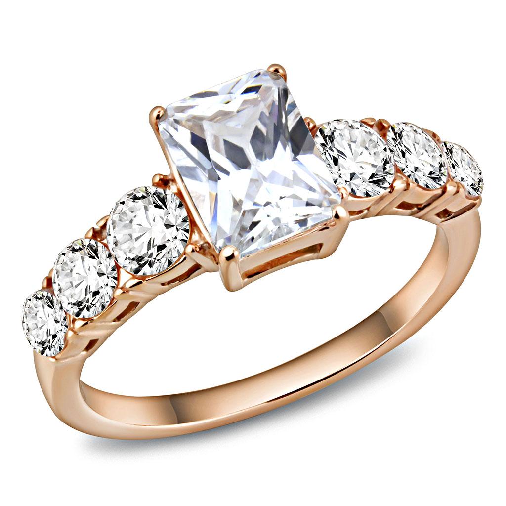 Women's rose gold CZ engagement ring with a sparkling design