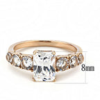 women's rose gold CZ engagement ring with a clear centerpiece