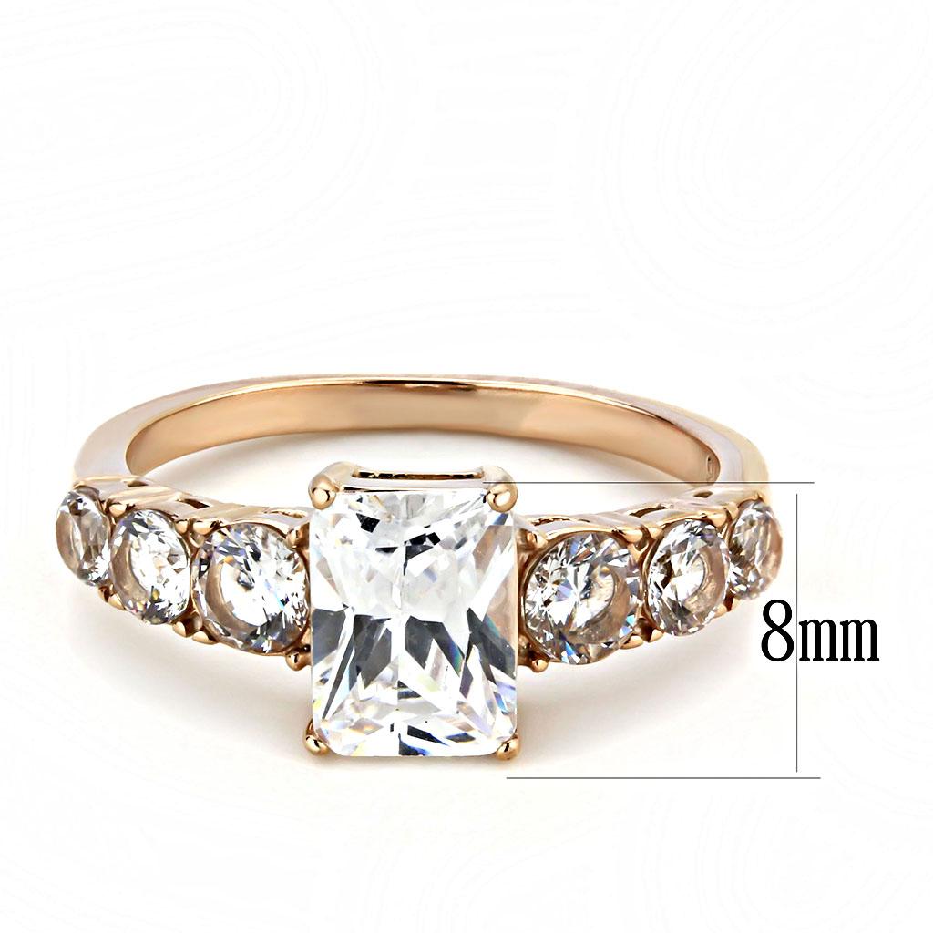 women's rose gold CZ engagement ring with a clear centerpiece