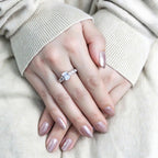 Women's rose gold CZ engagement ring, elegant and sparkling