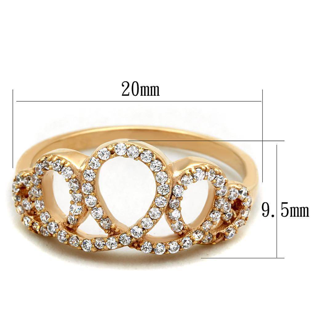 Rose gold fashion ring for women featuring sparkling crystals in a stylish infinity design