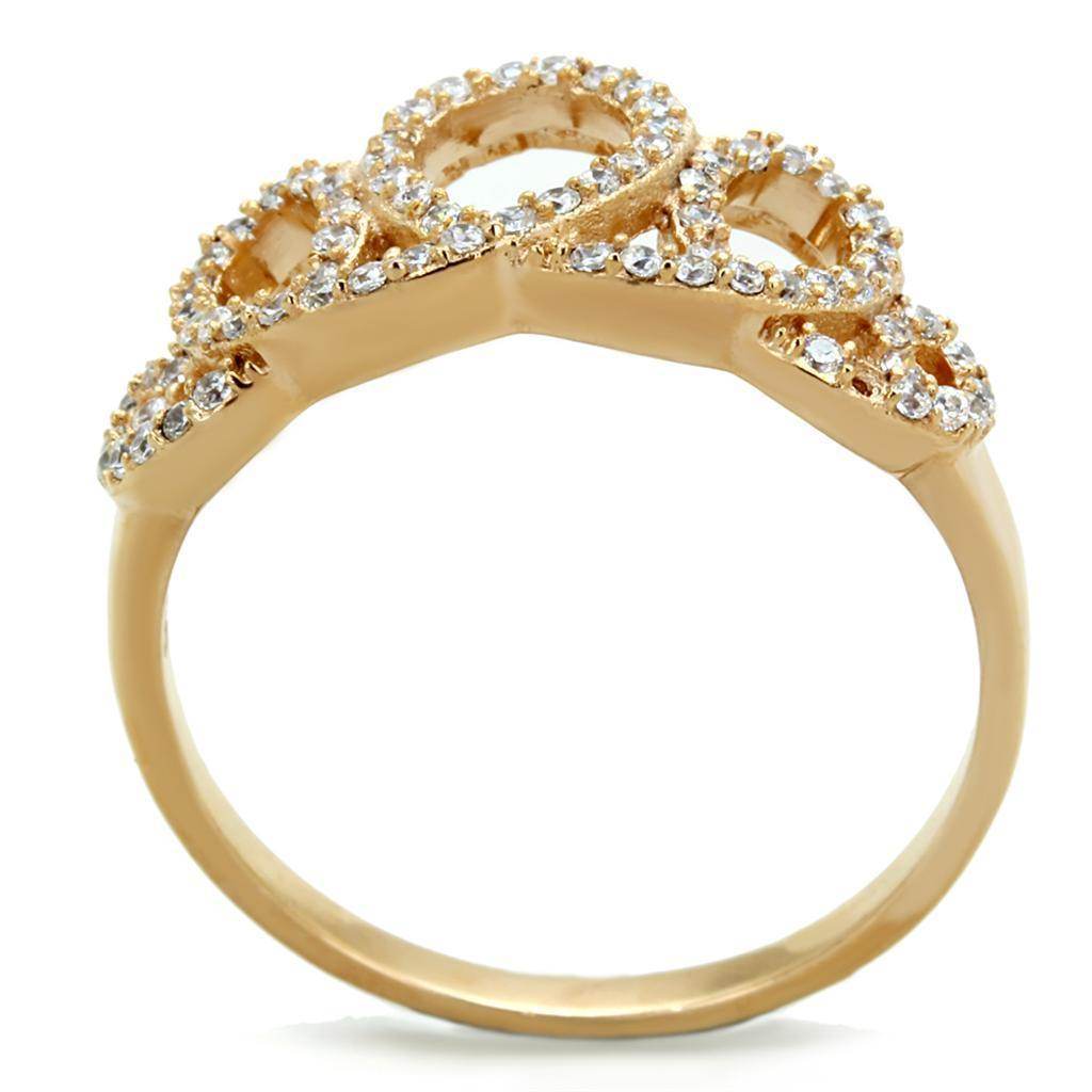 Elegant rose gold fashion ring for women with sparkling crystals in intricate design