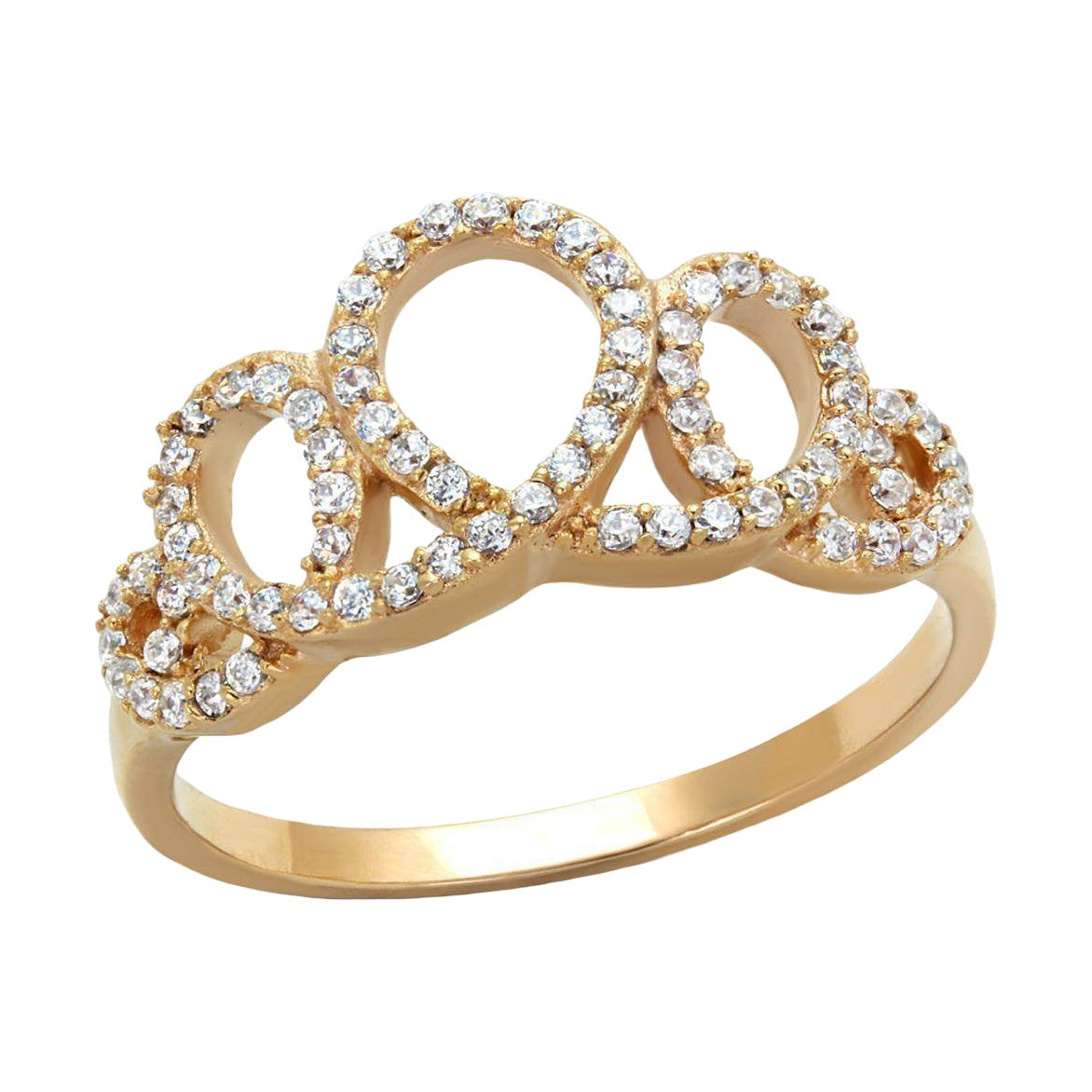 Elegant rose gold fashion ring for women adorned with sparkling clear crystals