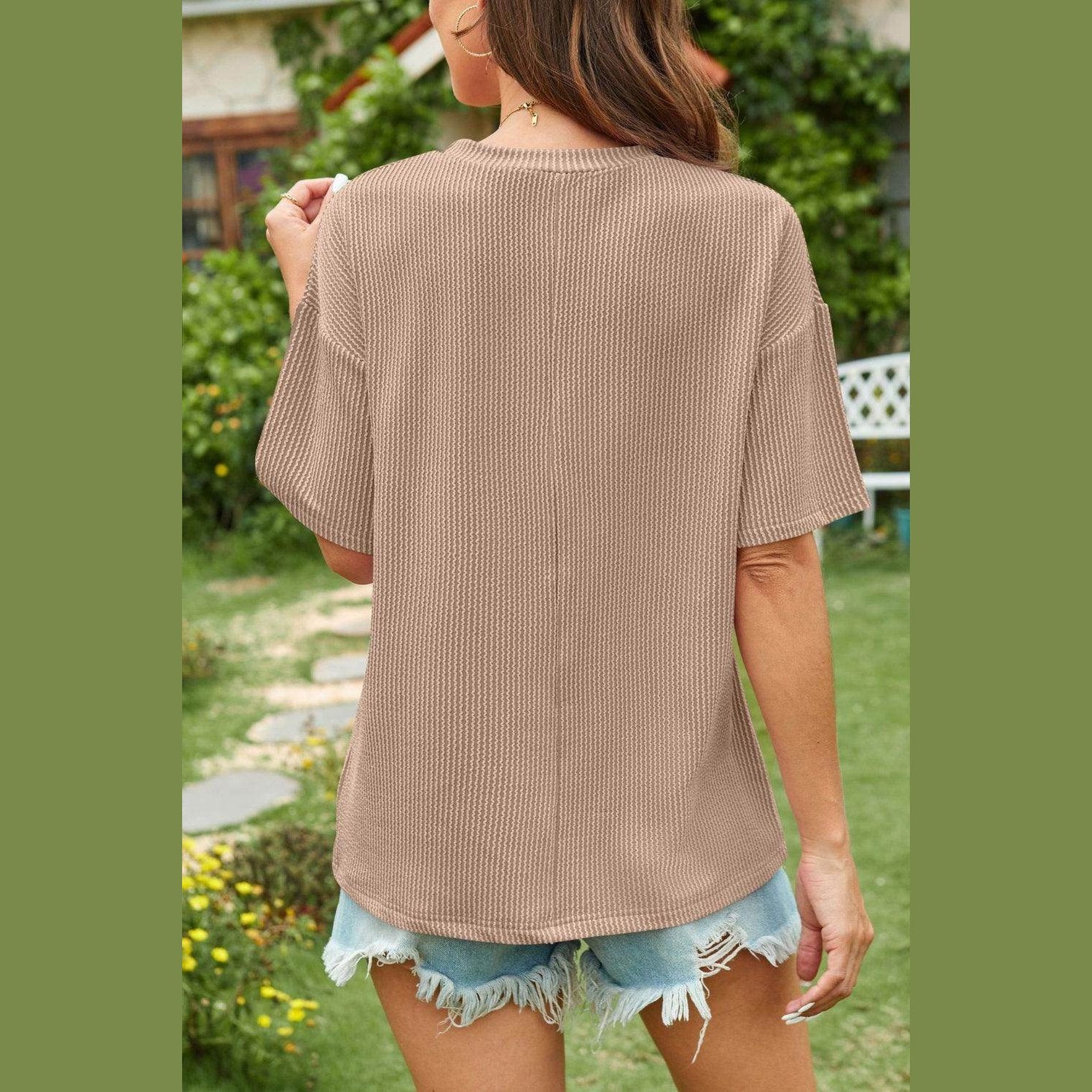 Round Neck Half Sleeve T-Shirt - VacationGrabs