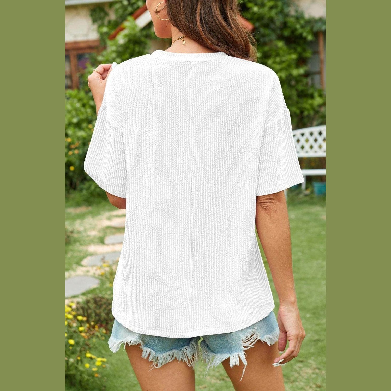 Round Neck Half Sleeve T-Shirt - VacationGrabs