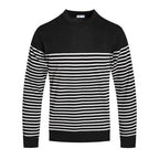 Round Neck Striped Sweater - VacationGrabs