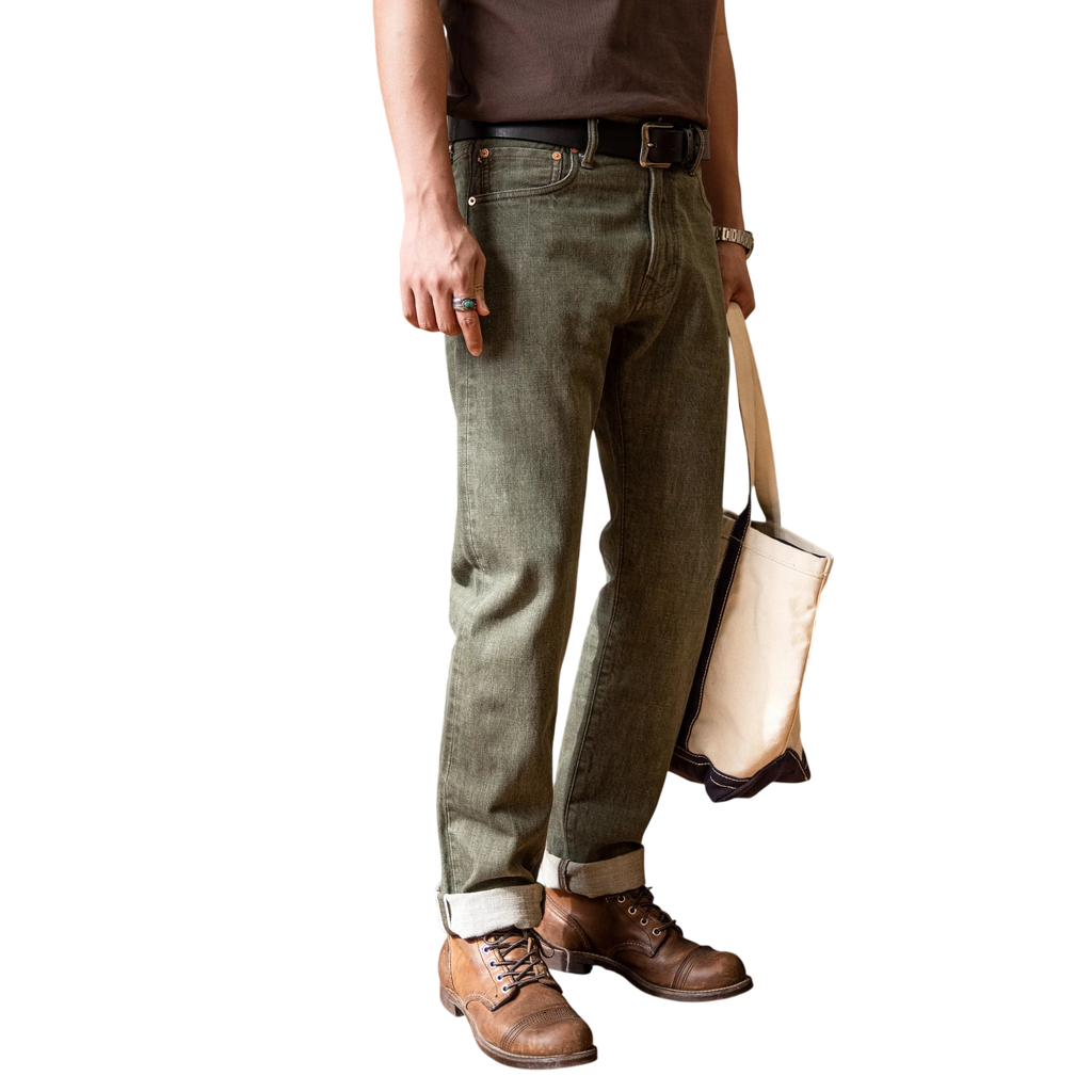 Red Tornado Mens Heavy Weight Indigo Selvage Washed Pants Sanforized Thick Raw Denim Jean