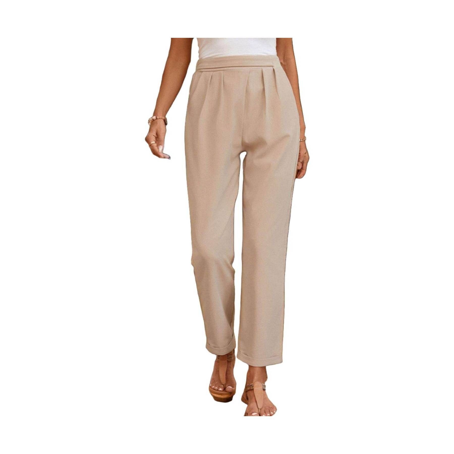 Ruched Half Elastic Waist Pants - VacationGrabs
