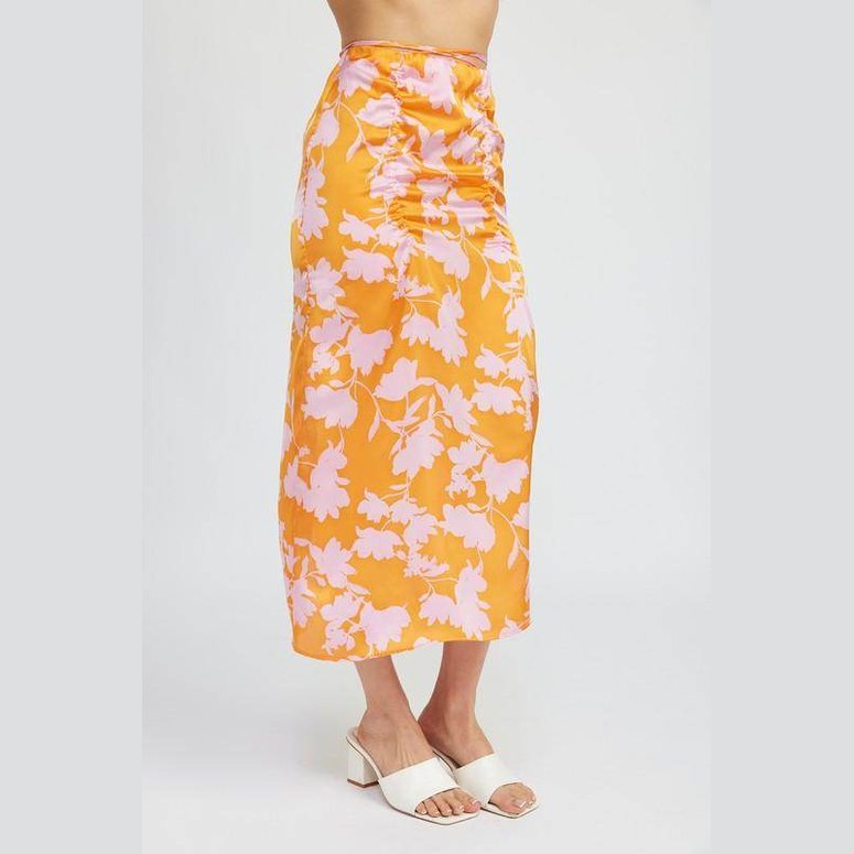 Ruched Maxi Skirt With Waist Drawstring - VacationGrabs