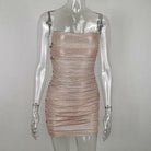 Women's Dresses Ruched Mini Dress Solid Champagne Glitter Women Club Dress