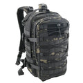 Black rucksack hiking backpack with durable materials for outdoor adventures