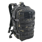 Black rucksack hiking backpack with durable materials for outdoor adventures
