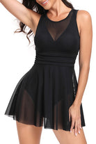 Women's black ruffle butt swimsuit, perfect for beach days