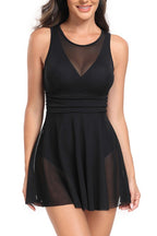 Women's black ruffle butt swimsuit for stylish beach outings