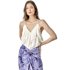 Mustard Seed Women's Ruffle Cami Top in Cream with Elegant Layered Design