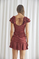 Women's Dresses Ruffle Flutter Ruched Mini Dress