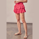 Mustard Seed women's ruffled smock skirt in vibrant pink with layered design and comfortable fit