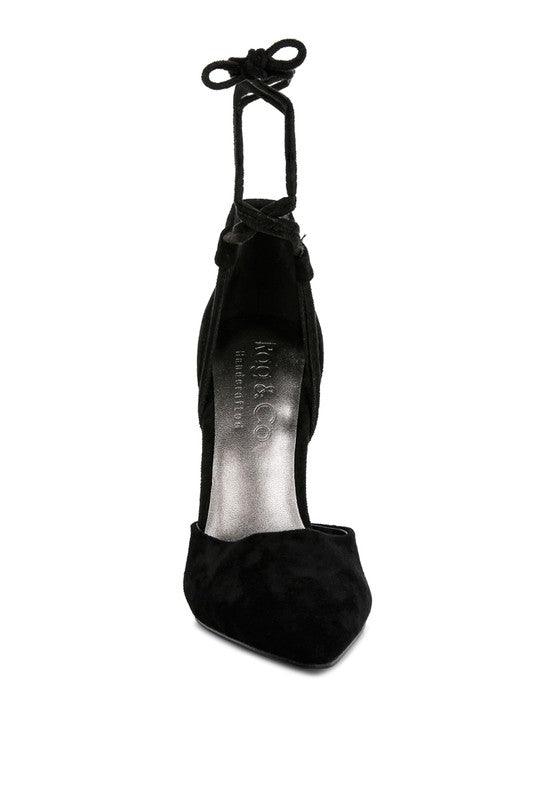 Women's Shoes - Sandals Rule Breaker Black Lace Up Stiletto Sandals