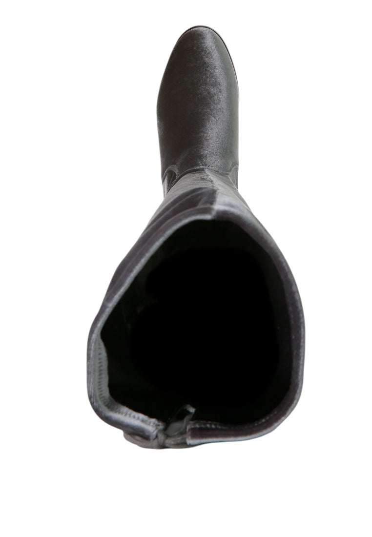 Rumple Velvet Over The Knee Clear Heel Boots