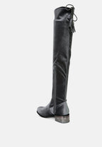 Rumple Velvet Over The Knee Clear Heel Boots