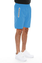WEIV men's running shorts with zip pocket in blue lightweight fabric