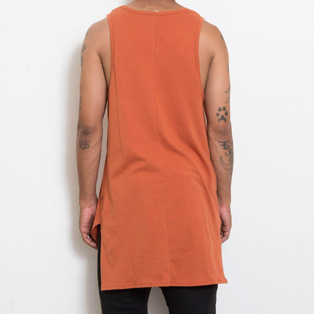 Rust tank top for men with a relaxed fit and stylish design, perfect for casual wear