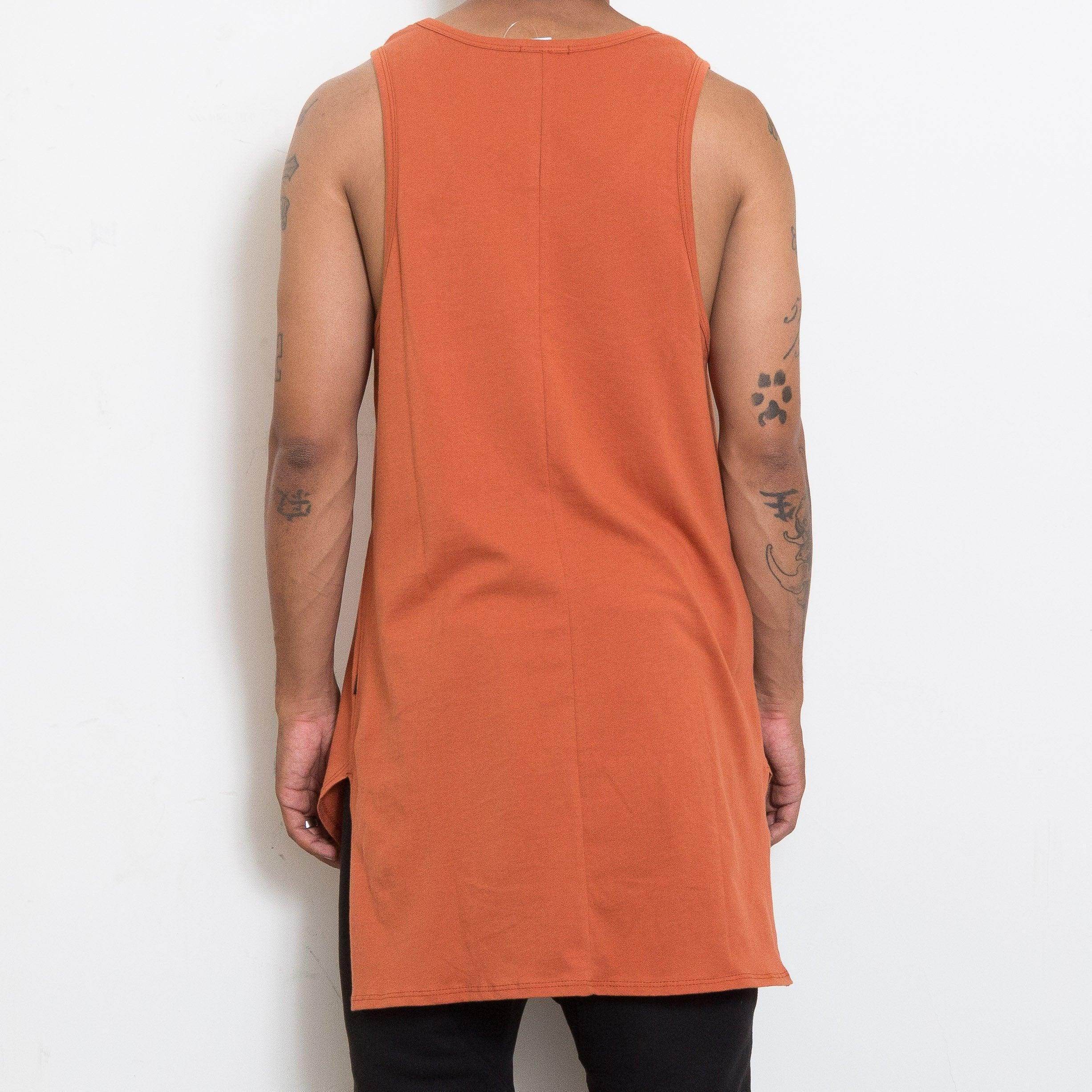 Rust tank top for men with a relaxed fit and stylish design, perfect for casual wear