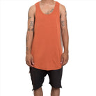 Rust tank top for men from VacationGrabs, featuring a relaxed fit and sleeveless design