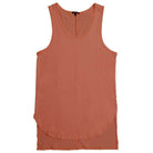 Rust tank top for men from VacationGrabs with a relaxed fit and rounded hem design