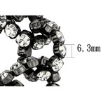 Close-up of a ruthenium brass bracelet for women featuring sparkling clear crystals and detailed craftsmanship