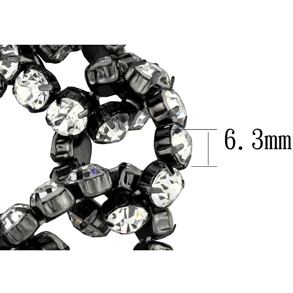 Close-up of a ruthenium brass bracelet for women featuring sparkling clear crystals and detailed craftsmanship